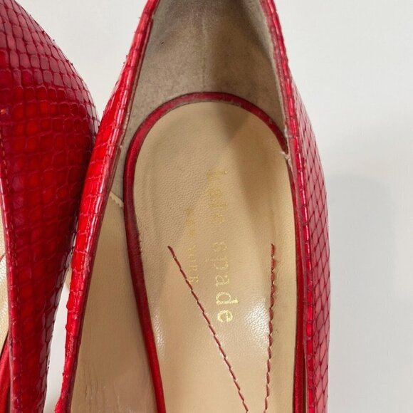 Kate Spade New York Scarlet Snakeskin Embossed Platform Pump Red 6B 90s Y2K - Picture 7 of 11